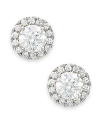 Macy's - Diamond Round Halo Stud Earrings in 14k White Gold (1/3-1 ct. t.w.)