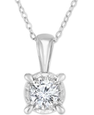 TruMiracle - Diamond Solitaire 18" Pendant Necklace (3/4 ct. t.w.) in 14k White Gold