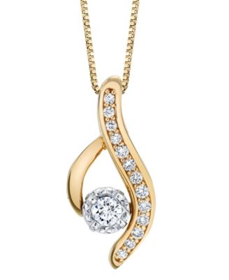 Sirena - 1/4 ct. t.w. Diamond Modern Pendant in 14k Yellow and White Gold