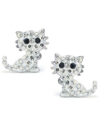 Giani Bernini - Clear Pave Crystal Cat Stud Earrings set in Sterling Silver