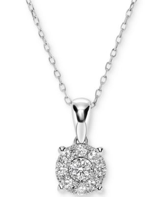 Macy's Brand - Diamond Miracle Plate Cluster 18" Pendant Necklace (1/4 ct. t.w.) in 14k White Gold