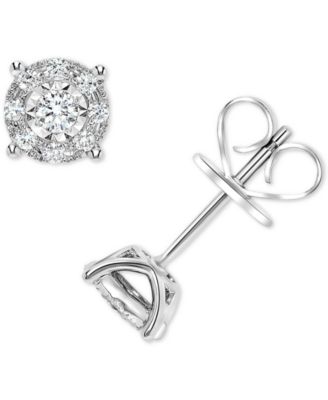 Macy's Brand - Diamond Miracle Plate Halo Stud Earrings (1/4 ct. t.w.) in 14k White Gold