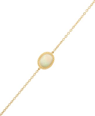Macy's Brand - Gemstone Twist Gallery Bracelet in 14k Yellow Gold (Available in Opal, Peridot, Blue Topaz, Amethyst, Garnet & Citrine)