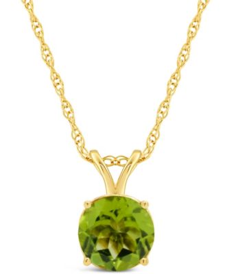 Macy's Brand - Round-cut Gemstone Pendant 18" Necklace in 14K Yellow Gold
