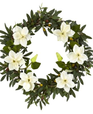 Nearly Natural - 20in. Olive and Anemone Artificial Wreath