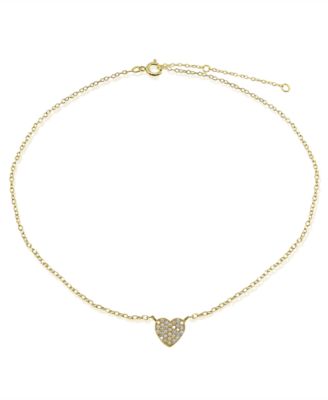 Giani Bernini - Cubic Zirconia Pav&eacute; Heart Ankle Bracelet in Sterling Silver or 18K Gold-Plated Sterling Silver
