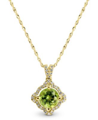 Macy's Brand - Peridot (1 ct. t.w.) & Diamond (1/8 ct. t.w.) 18" Pendant Necklace in 14k Gold