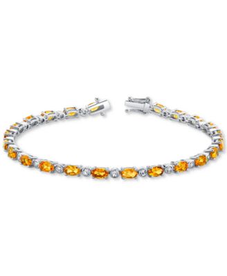 Macy's Brand - Citrine (5-3/4 ct. t.w.) & White Topaz (7/8 ct. t.w.) Tennis Bracelet in Sterling Silver