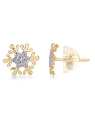 Disney - Children's Frozen Snowflake Stud Earrings in 14k Gold