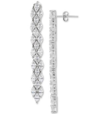 Arabella - Cubic Zirconia Bar Drop Earrings in Sterling Silver