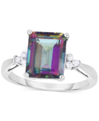 Macy's Brand - Mystic Topaz (3-1/2 ct. t.w.) & Diamond (1/20 ct. t.w.) Ring in 14k White Gold