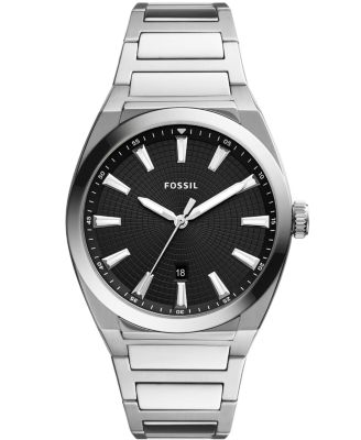Fossil - Men's Everett Silver-Tone Stainless Steel Bracelet Watch 42mm