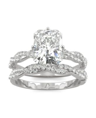 Charles & Colvard - Moissanite Radiant Bridal Set 3-3/8 ct. t.w. Diamond Equivalent in 14k White Gold