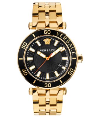 Versace - Men's Swiss Greca Sport Gold-Tone Stainless Steel Bracelet Watch 43mm