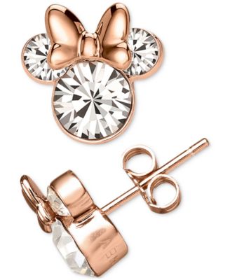 Disney - Cubic Zirconia Minnie Mouse Stud Earrings in 18k Rose Gold-Plated Sterling Silver