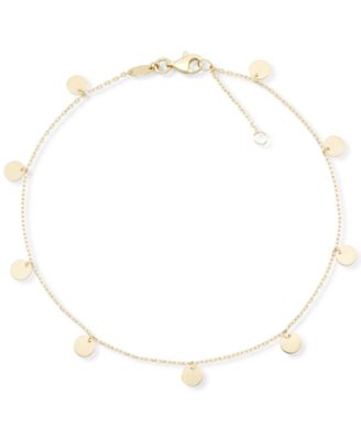 Macy's Brand - Polished Dangle Disc Anklet Bracelet in 10k Gold