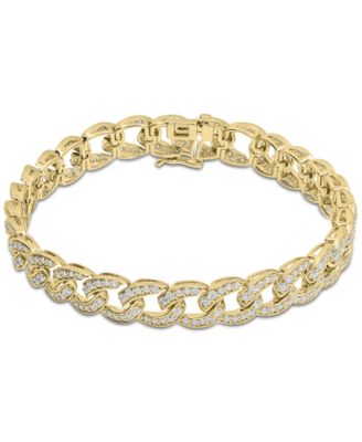 Macy's Brand - Mens' Diamond Curb Link Bracelet (6 ct. t.w.) in 10k Gold