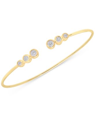Wrapped - Diamond Bezel Cuff Bangle Bracelet (1/10 ct. tw) in 14k Gold