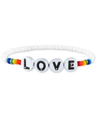 Macy's Brand - Diamond Accent LOVE Beaded Stretch Bracelet in Sterling Silver