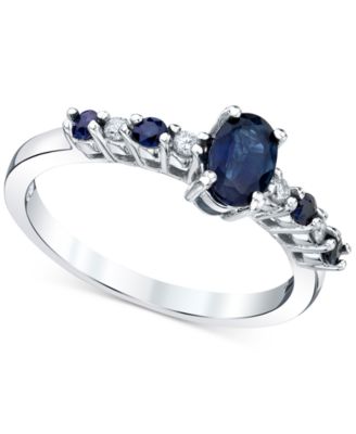 Macy's Brand - Sapphire (7/8 ct. t.w.) & Diamond (1/20 ct. t.w.) Ring in 10k White Gold