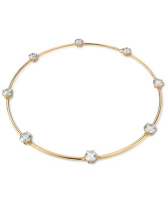 Swarovski - Gold-Tone Crystal Studded Choker Necklace, 14-1/8" + 2" extender
