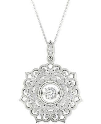 Twinkling Diamond Star - Diamond Filigree 18" Pendant Necklace (1/3 ct. t.w.) in 10k White Gold