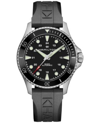 Hamilton - Men's Swiss Automatic Khaki Navy Scuba Black Rubber Strap Watch 43mm