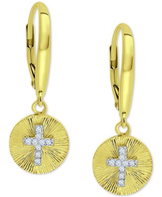 Giani Bernini - Cubic Zirconia Cross Disc Drop Earrings