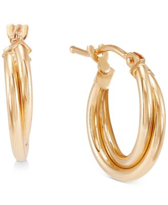 Italian Gold - Double Twist Hoop Earrings in 10k Gold