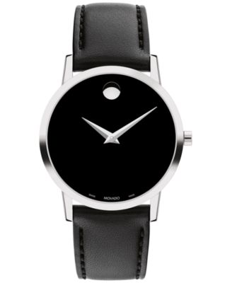 Movado - Women's Swiss Museum Classic Black Leather Strap Watch 33mm