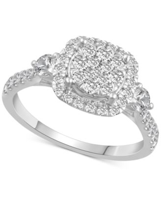 Macy's Brand - Diamond Square Halo Cluster Engagement Ring (1 ct. t.w.) in 14k White Gold