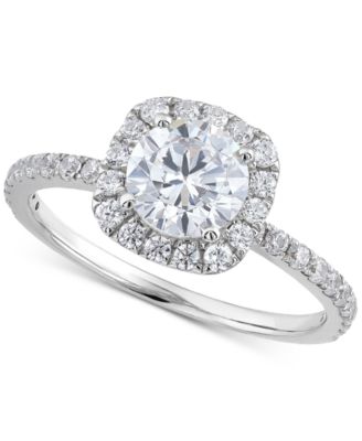 Grown With Love - Lab-Created Diamond Halo Engagement Ring (1-1/2 ct. t.w.) in 14k White Gold
