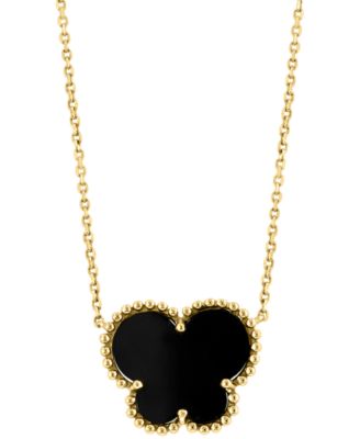 EFFY Collection - Onyx Butterfly Silhouette 18" Pendant Necklace in 14k Gold