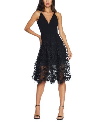 Dress the Population - Darleen Deep-V Floral-Appliqu&eacute; Dress