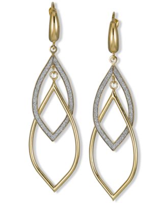 Italian Gold - Glitter Orbital Drop Earrings in 10k Gold & White Gold