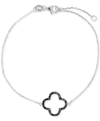Macy's - Black Spinel Clover Chain Bracelet (1/3 ct. t.w.) in Sterling Silver