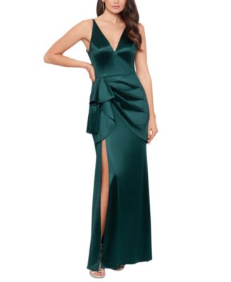 Blondie Nites - Juniors' Draped Satin Column Gown