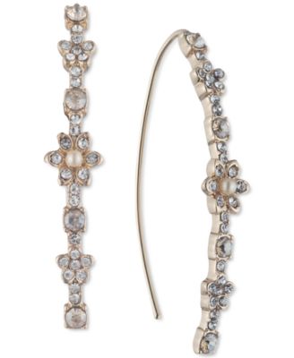 Marchesa - Crystal & Imitation Pearl Flower Threader Earrings