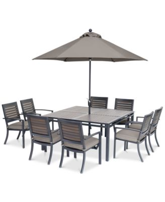 VSUserMacys5 - Marlough II Outdoor Aluminum 9-Pc. Dining Set (62" Square Dining Table and 8 Dining Chairs) with Sunbrella&reg; Cushions
