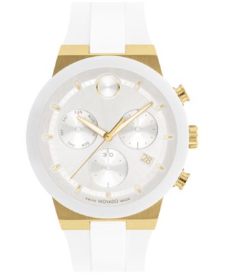 Movado - Men's Swiss Chronograph Bold Fusion White Silicone Strap Watch 44mm