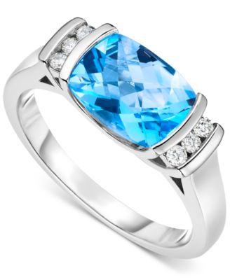 Macy's Brand - Blue Topaz (2-1/8 ct. t.w.) & Diamond (1/10 ct. t.w.) Ring in Sterling Silver