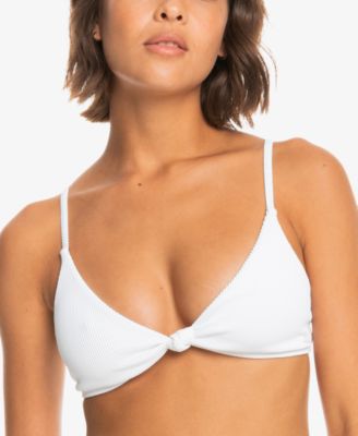 Roxy - Juniors' Ribbed Love The Surf Knot-Front Bikini Top