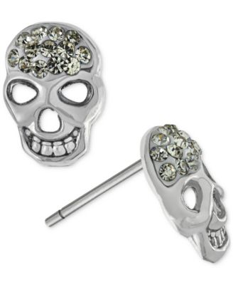 Giani Bernini - Crystal Sugar Skull Stud Earrings in Sterling Silver