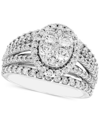 Macy's Brand - Diamond Oval Cluster Multi-Row Engagement Ring (2 ct. t.w.) in 14k White Gold