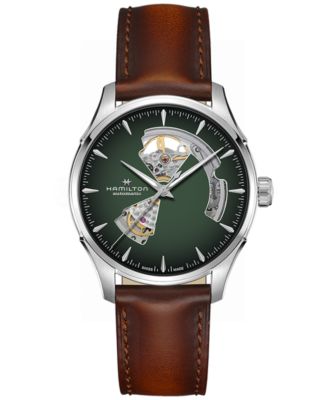Hamilton - Men's Automatic Jazzmaster Open Heart Smoked Green Stainless Steel Strap Watch 40mm