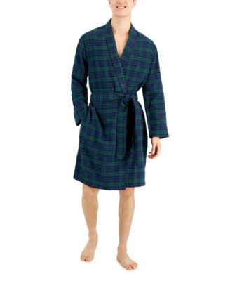 Club Room - Men's Plaid Plush Flannel Robe