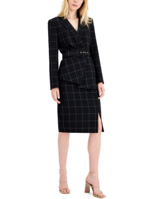Tahari ASL - Women's Windowpane-Print Skirt Suit