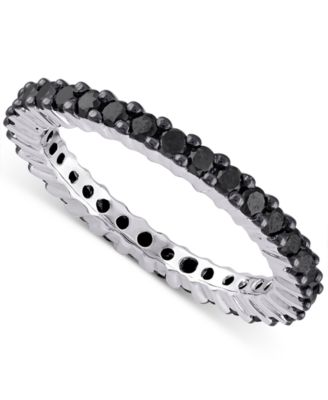 Macy's Brand - Black Diamond Eternity Band (1 ct. t.w.) in 10k White Gold