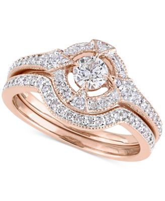 Macy's Brand - Diamond Halo Bridal Set (3/4 ct. t.w.) in 14k Rose Gold