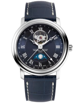 Frederique Constant - Men's Swiss Automatic Classics Navy Leather Strap Watch 40mm